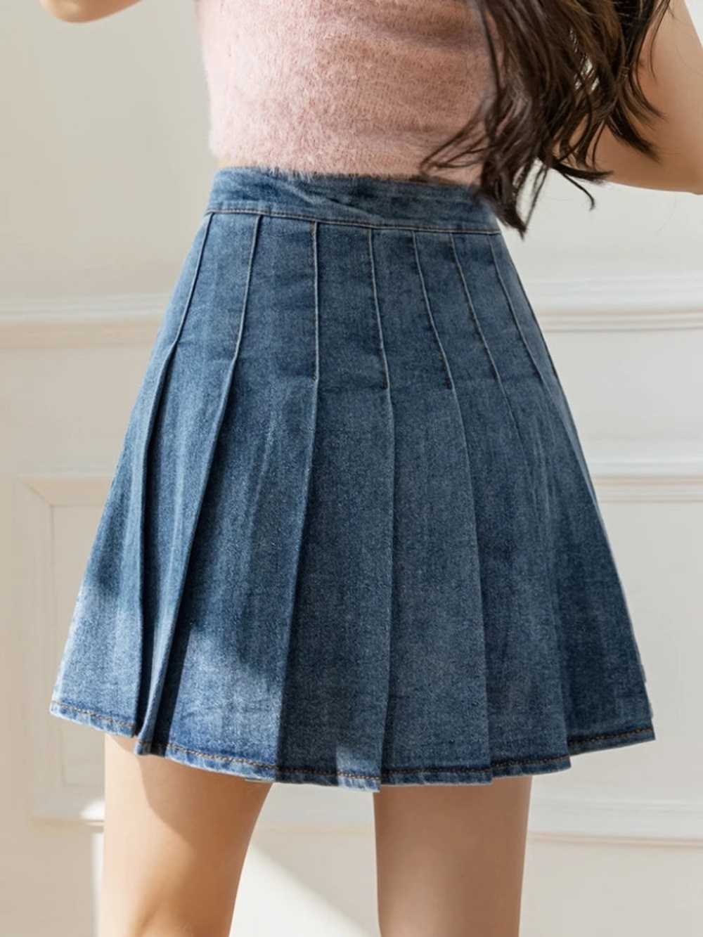 (Free with Purchase) H&M Divided Denim Pleated Mini Skirt High Rise Size XXS